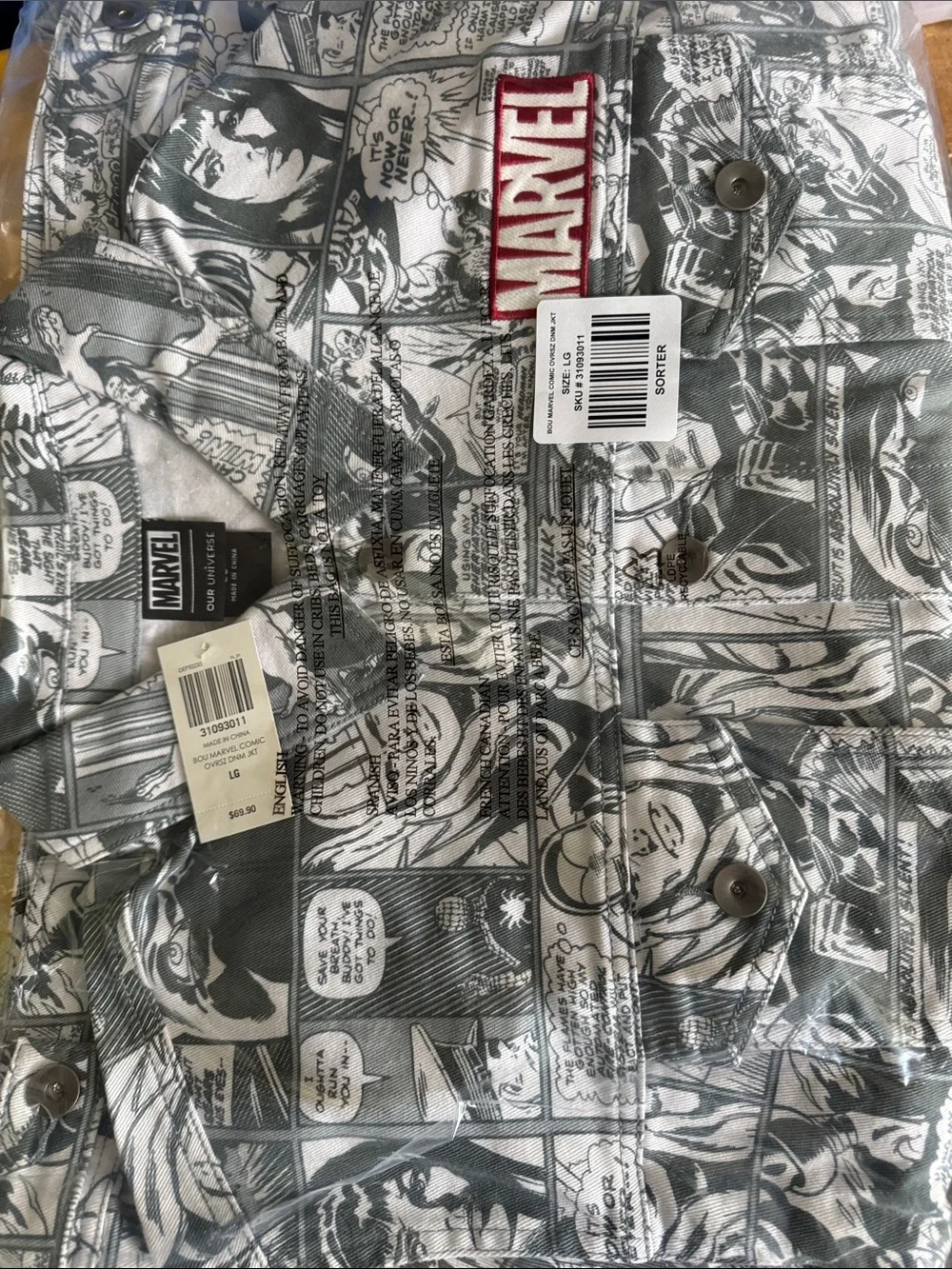 Our Universe Marvel Comic Panels Oversized Denim Jacket Our Universe Exclusive